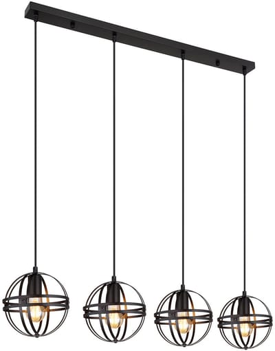 Globo - hanglamp - Tamara - zwart - metaal - grote eettafellamp - E27 - 15639-4H