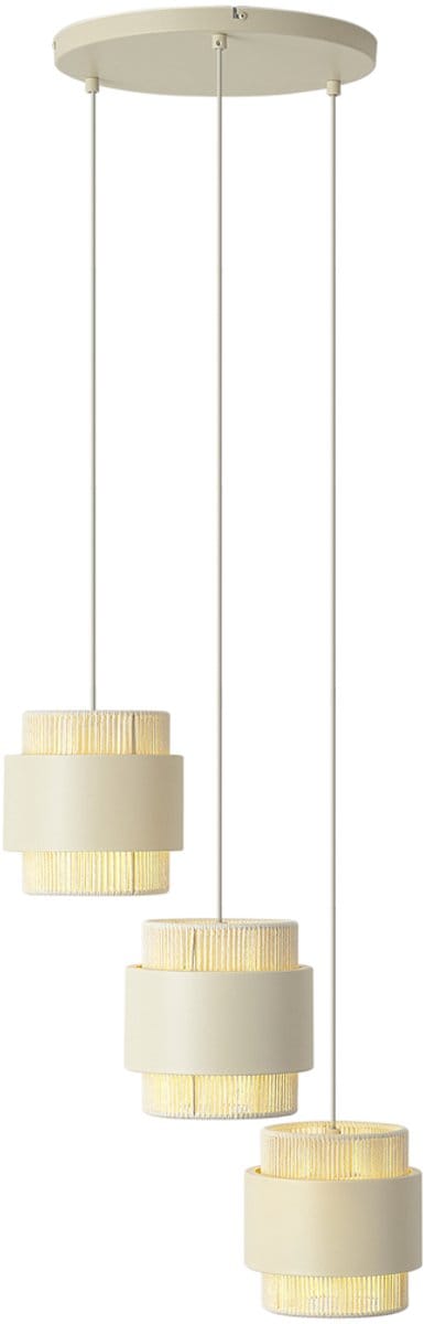 QAZQA kora - Moderne Hanglamp - 3 lichts - Ø 51 cm - Beige - Woonkamer