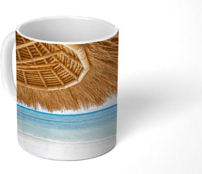 Mok - Koffiemok - Parasol - Strand - Zee - Tropisch - Mokken - 350 ML - Beker - Koffiemokken - Theemok