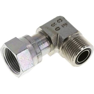 UNS 1''-14 x UNS 1''-14 M/F Verzinkt Stalen L-Fitting 90graden ORFS 400 Bar - Hydrauliek - FL2E-MF-EZ-100U-O