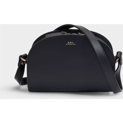 Zwart Demi-Lune Mini-tasje van glad kalfsleer
