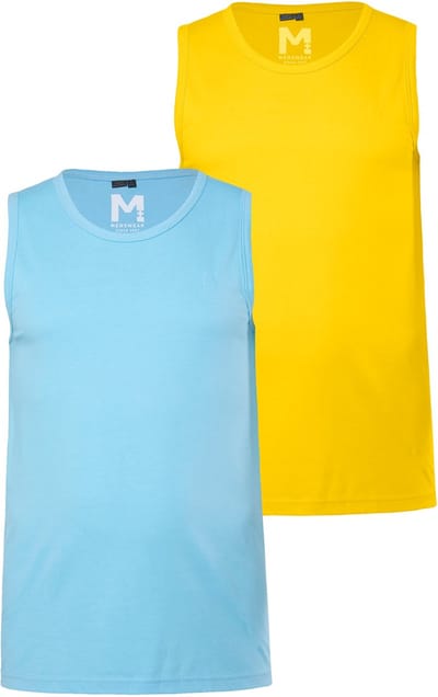 Men Plus - Heren - Tanktop basic set van 2 ronde hals - Turkoois - Maat 3XL