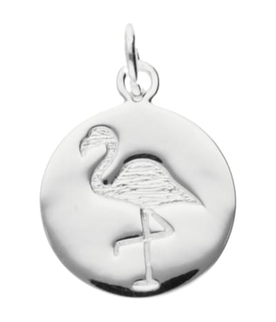 Zilveren Flamingo rond kettinghanger