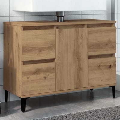 vidaXL - Wastafelkast - 80x33x60 - cm - bewerkt - hout - artisanaal - eikenkleur