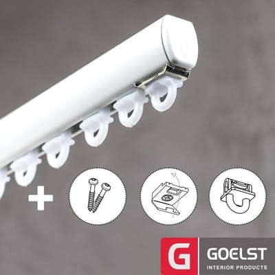 Goelst 2102 | Premium Gordijnrail Set Compleet voor Normale gordijnen | 1,5 meter (inkortbaar)