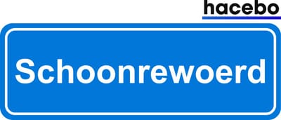 Hacebo - Plaatsnaam Sticker - 29x10 CM - Schoonrewoerd sticker - Verkeersborden sticker - grappige cadeaus - Schoonrewoerd
