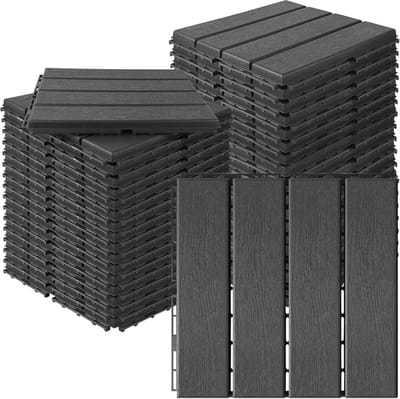 Terrastegels Kunststof - Veranda Tegels - Buiten Leven - Waterdicht Antislip - 30x30cm - Donkergrijs