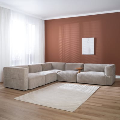 Bronx71® Scandinavische hoekbank Karla chenille taupe 6-zits