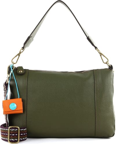 Gabs Leren Schoudertas Calliope Shoulderbag Military Olijfgroen