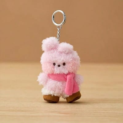 LINE FRIENDS BT21 Kpop Anime en Cartoon-thema Vrienden Winter Mini Sjaals Sneeuwschoenen Pluche Poppen Handtassen en Duurzame Sleutelhangers white