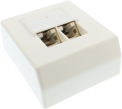 InLine® Cat.5e aansluitdoos, opbouw 2x RJ45 female, RAL 9010, wit