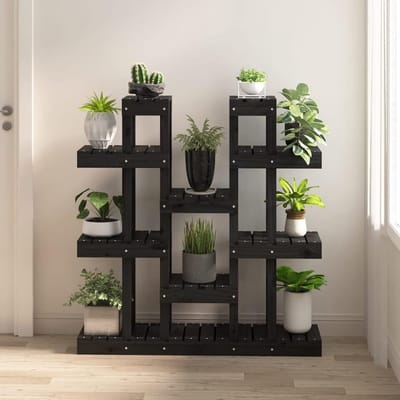 Plantenstandaard Hout - Bloemenrek - Planten Presenteren - Stevig Ontwerp - 104.5 cm - Zwart