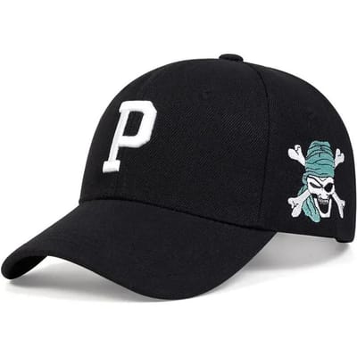 P Letter Kant Piraten Borduurwerk Baseballpet Mannen Vrouwen Lente Zomer Zon Hoeden Katoenen Snapback Pet Unisex Hip Hop Trucker Petten black
