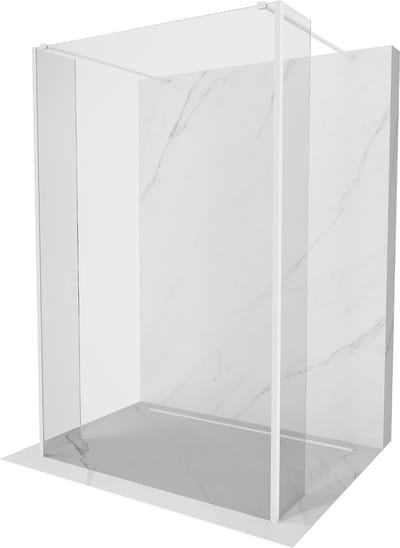 Mexen Kioto vrijstaande douchewand 90 x 30 x 30 , transparant, wit - 800-090-030-222-20-00-030