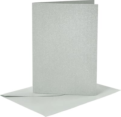 Kaarten En Enveloppen - Kaartenset - Dubbelzijdige Kaarten - DIY - Kaarten Maken - Zilver - 10,5x15 cm - 210 Grams - Envelop: 11,5x16,5 cm - 4 Sets