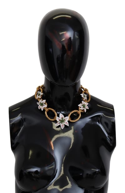 Dolce & Gabbana Gouden ketting dames Lelie bloemen Choker verklaring sieraden ketting