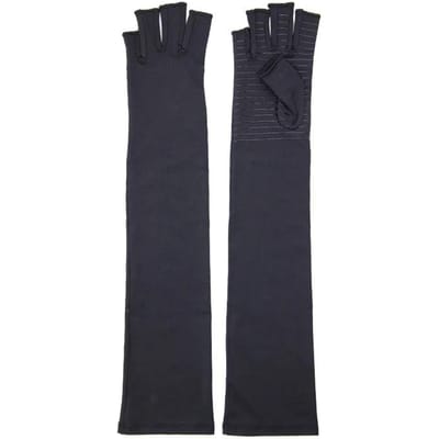 Longs Gants de Compression en Cuivre pour l'Arthrite pour Femmes Hommes Support Médical pour Bras Main Sans Doigts Soulagement de la Pression M noir