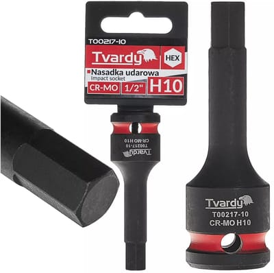 Tvardy slagdop inbus 10 mm - chroom-molybdeenstaal - voor slagsleutel, vierkant 12,7 mm aandrijving - zwart - auto- en machinebouw, voor professioneel gebruik