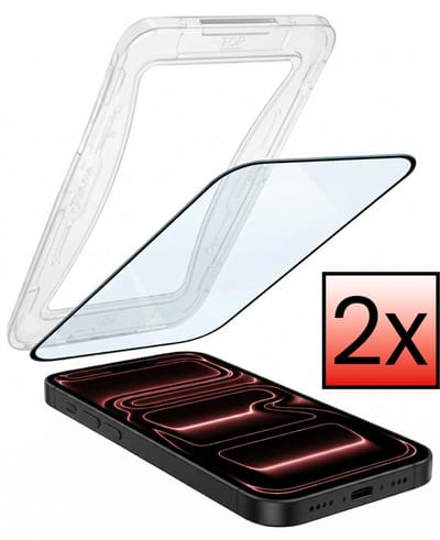Screenprotector - 2 Stuks - Geschikt voor Apple iPhone 17 Pro - Met Installatie Kit - Beschermglas - Gehard Glas - Tempered Glass - Screen Protector - Inclusief Montage Frame - Buigbaar Hybrid Bescherm Cover