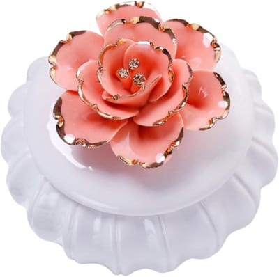 Keramische Opbergdoos - Sieradendoos Kandelaar - Divers Gebruik - Uniek Goud Rand Design - 250 ml Capaciteit - Rood