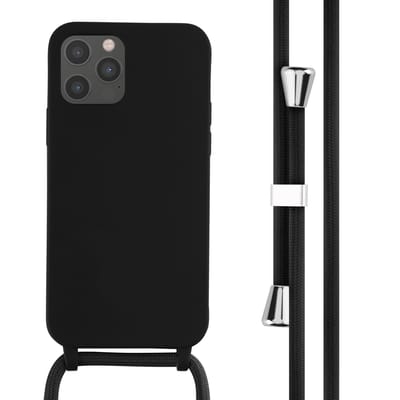 imoshion Hoesje - Geschikt voor Apple iPhone 12 Pro / 12 - Siliconen hoesje met koord - Zwart
