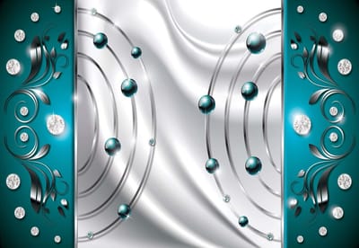 Fotobehang Blue Silver Abstract Modern | XL - 208cm x 146cm | 130g/m2 Vlies