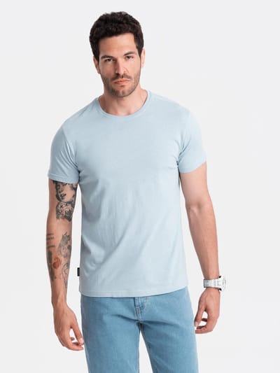 OMBRE T-shirt - Regular Fit - Katoen - Korte Mouw Lichtblauw S