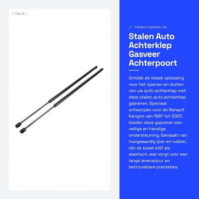 Dailygoods- Gasveer 2 Stuks - Achterklep Ondersteuning - Renault Kangoo 1997-2007 - IJzer/Rubber - Eenvoudige Installatie - Duurzaam - Achterklepveer