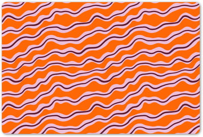 Placemats 45x30 cm - Placemat kunststof - 1 stuk - Retro - Golvend - Oranje - Borden onderleggers - Decoratie voor op tafel - Keuken tafeldecoratie accessoires - Vinyl onderlegger - Tafelversiering