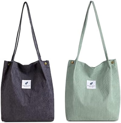 PromoHome Dames Schoudertas Set - 2-delige cord tas voor dagelijks gebruik