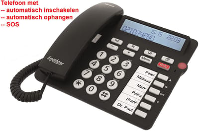 Telefoon - grote toetsen - SOS - noodoproep - automatisch ophangen - vaste lijn - senioren - 1300