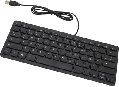 OmGoods - Dailygoody - Bekabeld Toetsenbord - Ultradun en Draagbaar - Waterdicht - USB-toetsenbord met 78 Mute-toetsen - Ideaal voor Desktopcomputers - Duits mo