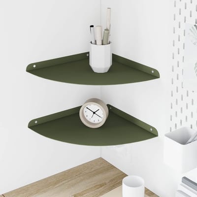 vidaXL - Hoek - Plank - 2 - st - Olijf - Groen - 30 - x - 30 - x - 2 - cm