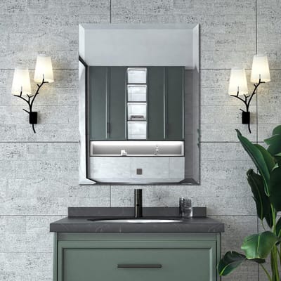 Afgeschuinde Wandspiegel - Badkamerspiegel Rechthoekig - Interieur Decoratie - Frameloos Ontwerp - 61 x 81 cm - Groen