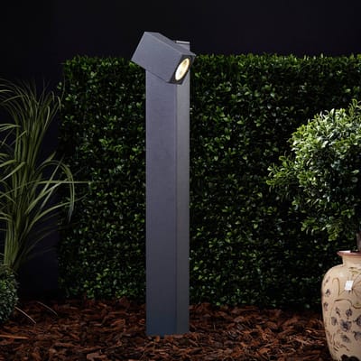 Lucande - LED buitenlamp - 1licht - Aluminium, gehard glas - H: 65 cm - grafietgrijs - Inclusief lichtbron