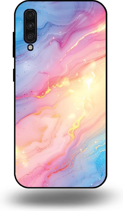 Smartphonica Telefoonhoesje Geschikt voor Samsung Galaxy A30s met Regenboog Glitter Marmer Opdruk - TPU Backcover Case Rainbow Glitter Marble Design geschikt voor Samsung Galaxy A30s