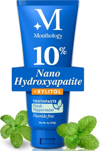 Mouthology Nano Hydroxyapatite Tandpasta 10% – Fluoridevrij – Whitening & Gevoelige Tanden – Xylitol & SLS Vrij – Mint 118ml