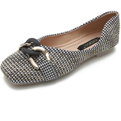 Schoenen met vierkante neus Dames Lente Nieuwe Bovenkleding Scoop Schoenen Dames Metalen Gesp Instappers Erwtenschoenen Dames Grote Maat 43 33