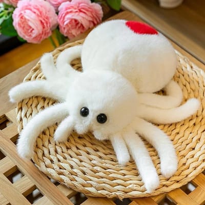 Simulatie Zwarte Spin Springende Spin Pop Kruipende Huisdier Pop Pluche Schattige Reptiel Pluche Speelgoed Super Schattige Pop white