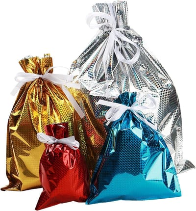 32-delige set trekkoord geschenkzakken in 4 kleuren en 4 verschillende maten voor verjaardagen, bruiloften en feesten