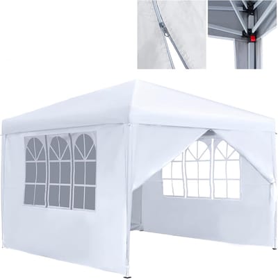 Vouwbaar Paviljoen - Feesttent Tuin - Buitenfeest Organiseren - Waterdicht UV Beschermend - 3x3 Meter - Wit