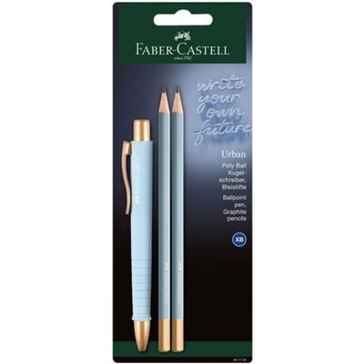 Faber-Castell schrijfset POLY BALL URBAN, lichtblauw, 1 balpen + 2 potloden