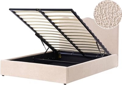 NANTERRE - Bed met opbergruimte - Beige - 140 x 200 cm - Bouclé