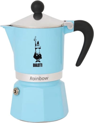 Gekleurd Koffiezetapparaat voor 6 Kopjes - Aluminium, Blauwe & Lichtblauwe Varianten