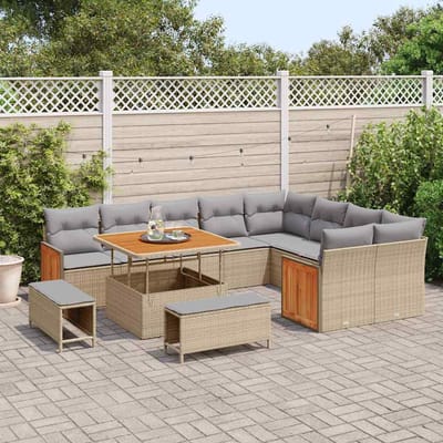 vidaXL - Tuinbank - Set - 13 - st - 11-Aantal - zitplaatsen - Beige - en - Lichtgrijs