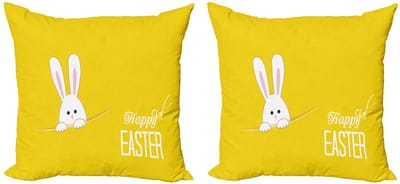 ABAKUHAUS Kussenhoes – 40x40 cm – Dubbelzijdige druk – Geel-Wit