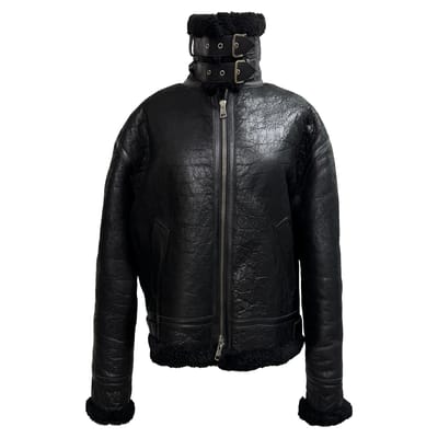 Balenciaga gekreukelde jas met shear-lined in zwart lamsleer