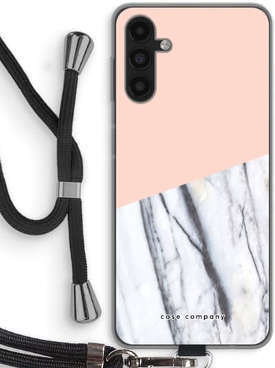 Case Company® - Hoesje met koord geschikt voor Samsung Galaxy A04s hoesje met Koord - A touch of peach - Telefoonhoesje met Zwart Koord - Bescherming aan alle Kanten en Over de Schermrand