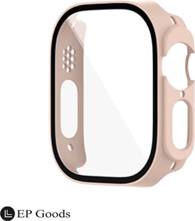 EP Goods - Full Cover/Hoesje - Screen Protector - Geschikt voor Apple Watch Ultra en Ultra 2 - 49mm - Hardcase - Protection - Beige