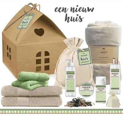 Geschenkset "Een nieuw huis" - 11 Producten - 1710 Gram | Luxe cadeaubox - Nieuwe woning - Wellness - Gift set Deluxe - Housewarming Cadeau - Verhuisd - Cadeau Pakket - Giftset Badkamer - Samenwonen - Verhuizing - Getrouwd - Groen - Voor man & vrouw